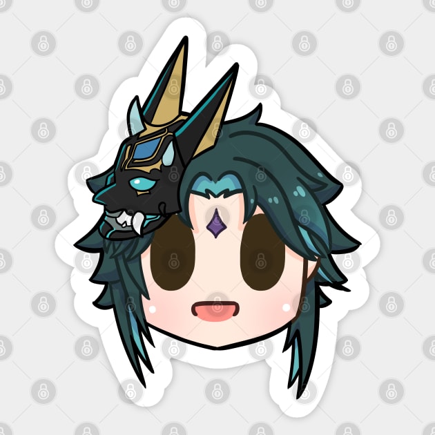 Genshin Impact Xiao chibi head Sticker by Oricca